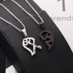 Cupid’s Bond Heart & Arrow Couple Necklace Set