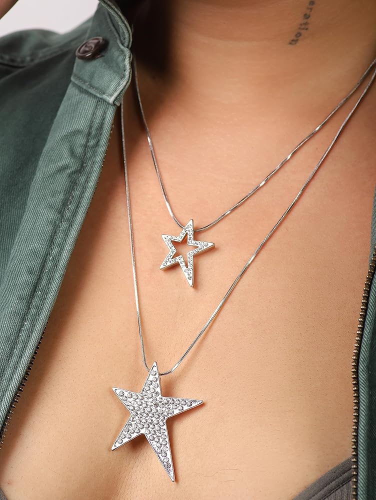 81TdylWPspL._AC_UY1000_ Couple’s Silver Star Necklaces - Image 1