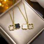 Lucky Harmony Black & White Clover Necklace Set - Image 3