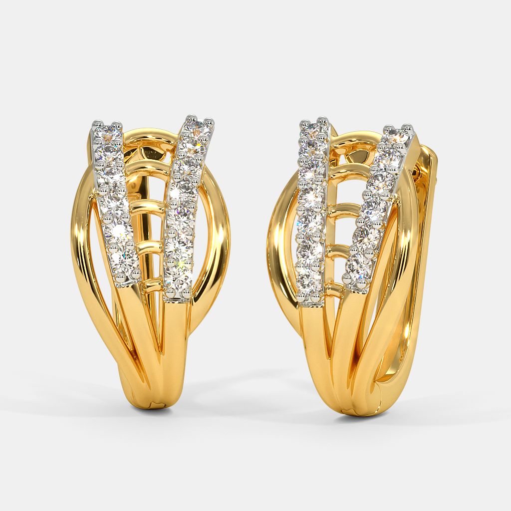 BIIP0427H14_YAA18DIG6XXXXXXXX_ABCD00-PICS-00004-1024-37060 Gold-Plated Cubic Zirconia Studded Hoop Earrings - Image 1