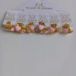 Pink Heart-Shaped Earrings with Enamel Finish