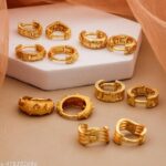gold-plated, textured hoop earrings