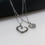 Eternal Hearts Couple Pendant Necklace Set – Silver-Toned Stainless Steel